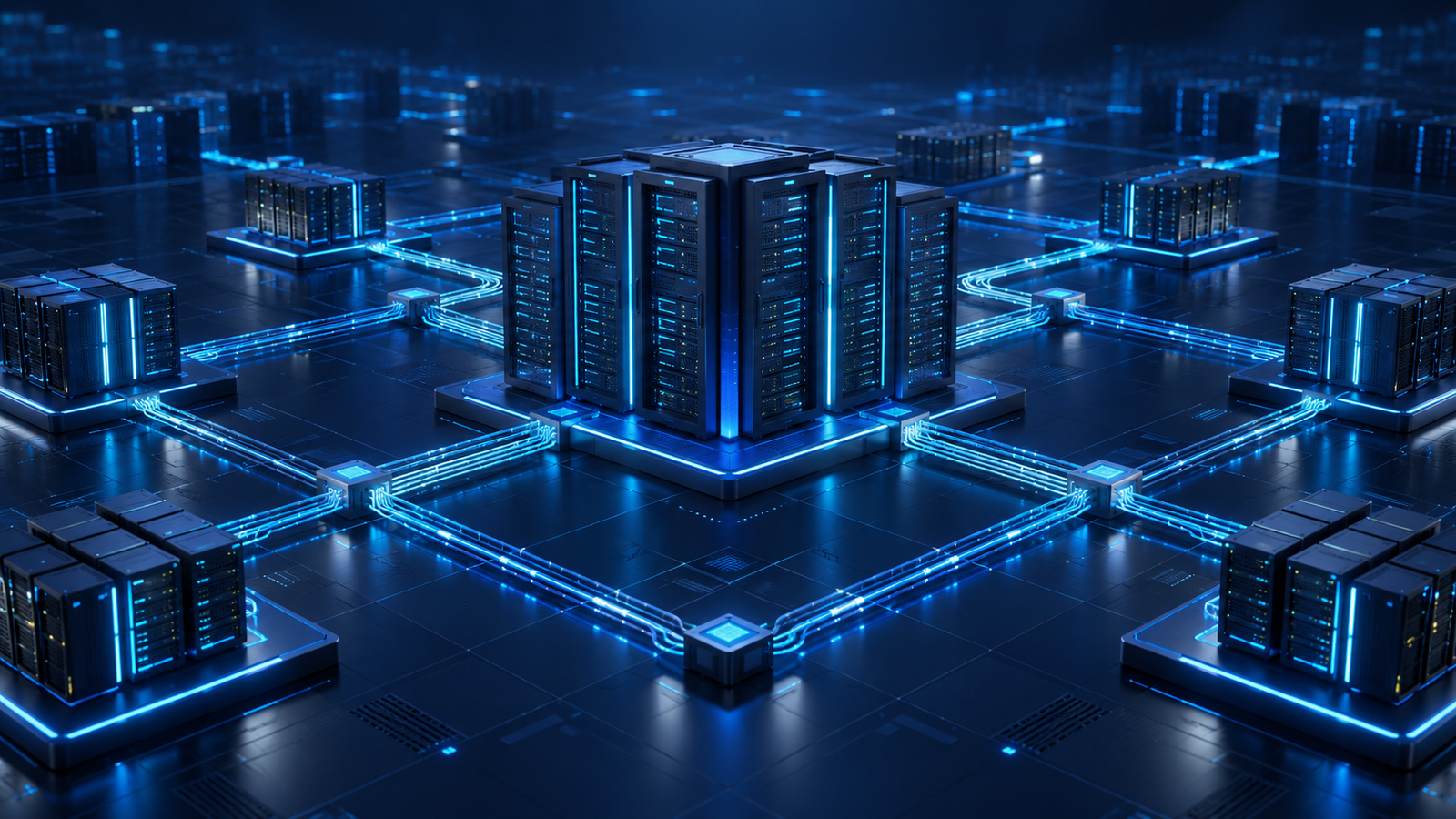 Coordinated server infrastructure connected through monitored data paths